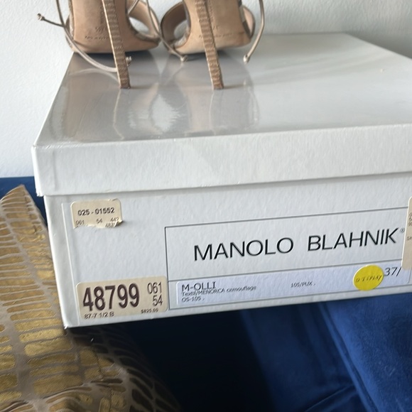 AUTHENTIC MANOLO BLAHNIK HEEL 37.5 Canvas lace up ankle - Picture 4 of 5